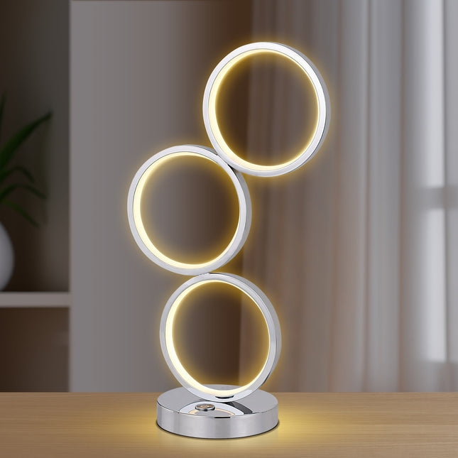 Iva LED Touch Table Lamp Rose Gold Chrome Modern Circular Design