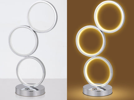 Iva LED Touch Table Lamp Rose Gold Chrome Modern Circular Design.