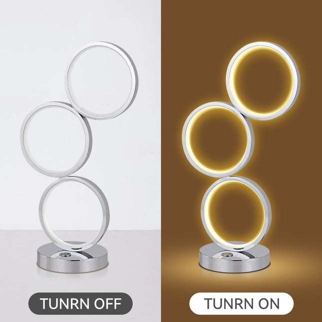 Iva LED Touch Table Lamp Rose Gold Chrome Modern Circular Design.