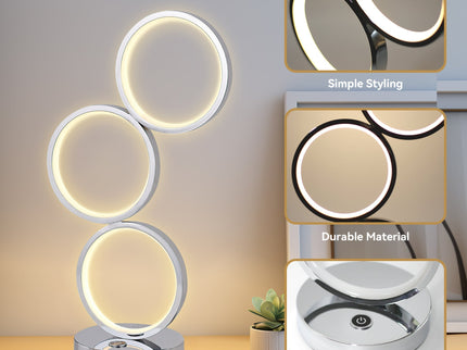 Iva LED Touch Table Lamp Rose Gold Chrome Modern Circular Design.