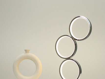 Iva LED Touch Table Lamp Rose Gold Chrome Modern Circular Design.