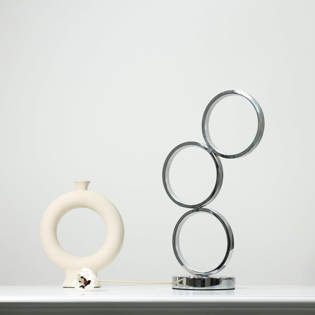 Iva LED Touch Table Lamp Rose Gold Chrome Modern Circular Design
