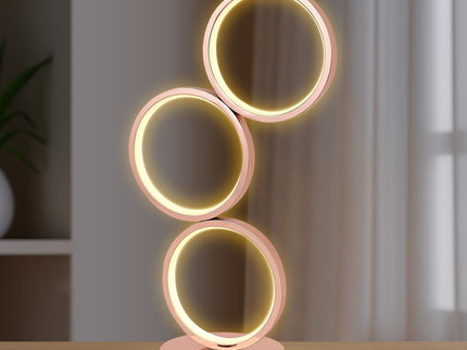 Iva LED Touch Table Lamp Rose Gold Chrome Modern Circular Design.