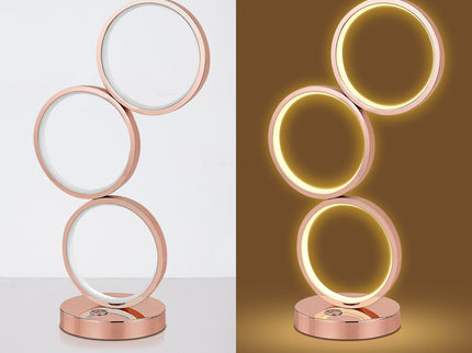 Iva LED Touch Table Lamp Rose Gold Chrome Modern Circular Design.