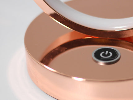 Iva LED Touch Table Lamp Rose Gold Chrome Modern Circular Design.
