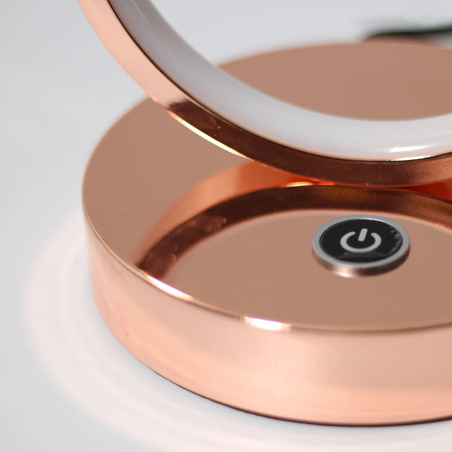 Iva LED Touch Table Lamp Rose Gold Chrome Modern Circular Design.