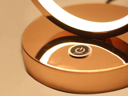 Iva LED Touch Table Lamp Rose Gold Chrome Modern Circular Design.