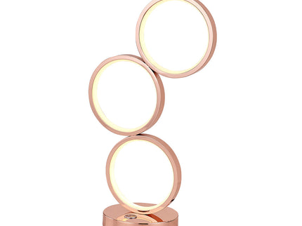 Iva LED Touch Table Lamp Rose Gold Chrome Modern Circular Design.