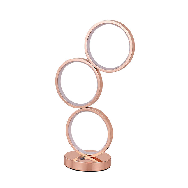 Iva LED Touch Table Lamp Rose Gold Chrome Modern Circular Design.