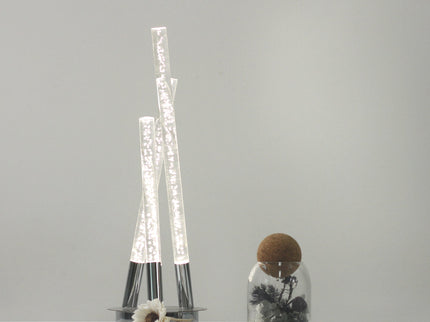 Mina LED Table Lamp Modern Three-Bar Desk Light with Chrome Finish.