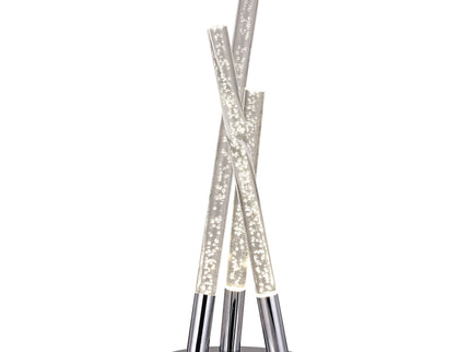 Mina LED Table Lamp Modern Three-Bar Desk Light with Chrome Finish.