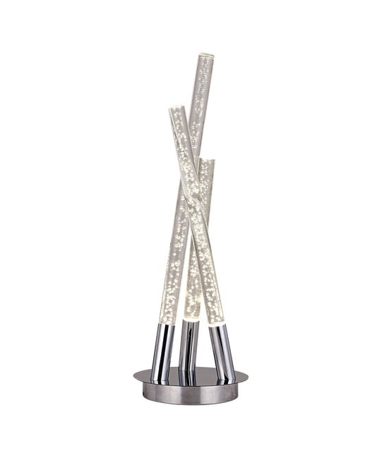 Mina LED Table Lamp Modern Three-Bar Desk Light with Chrome Finish.