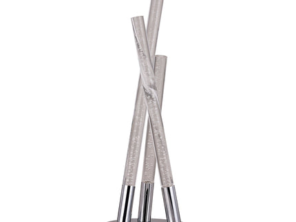 Mina LED Table Lamp Modern Three-Bar Desk Light with Chrome Finish.