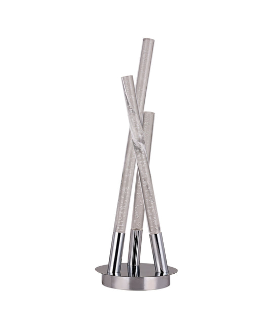 Mina LED Table Lamp Modern Three-Bar Desk Light with Chrome Finish.