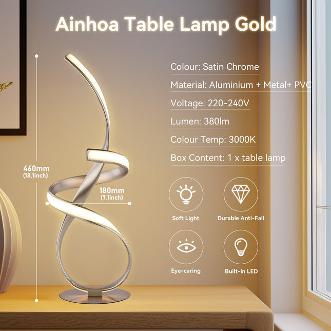 Ainhoa Table Lamp Gold Chrome Modern Decorative Lighting.