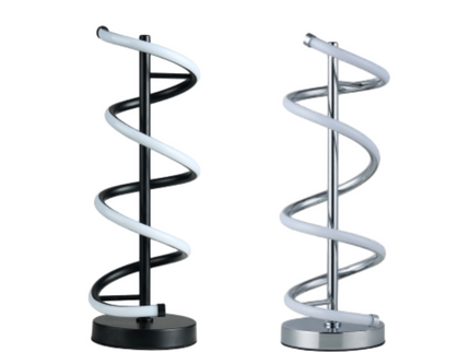 Cirrhi LED Table Lamp Chrome Black Modern Spiral Design.