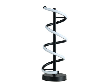 Cirrhi LED Table Lamp Chrome Black Modern Spiral Design.