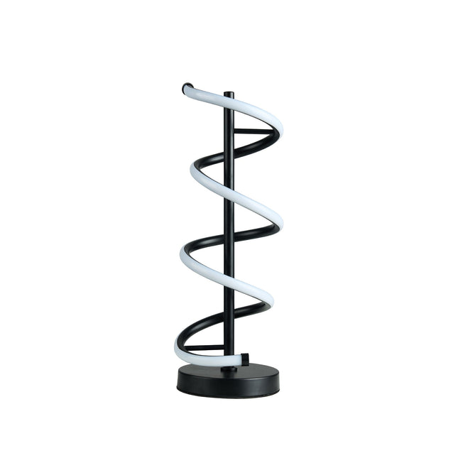 Cirrhi LED Table Lamp Chrome Black Modern Spiral Design.