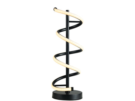 Cirrhi LED Table Lamp Chrome Black Modern Spiral Design.
