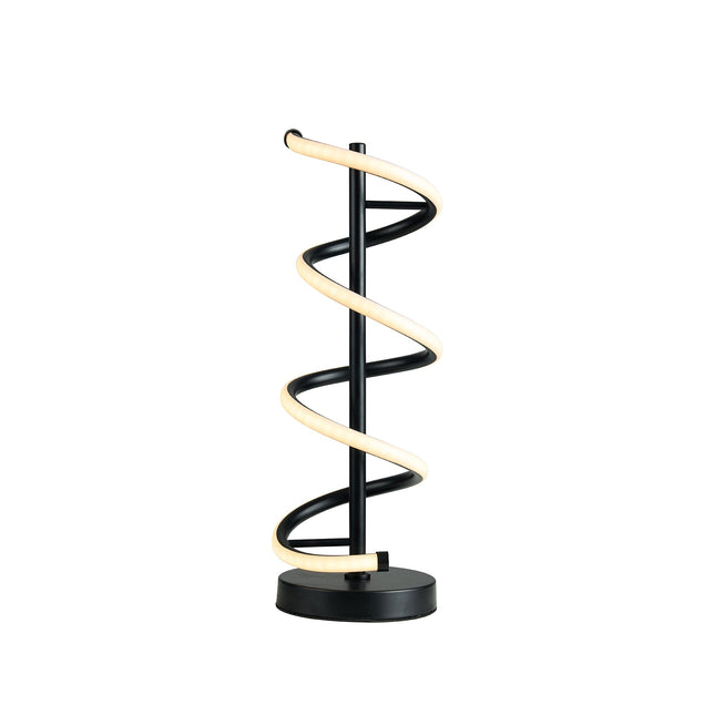 Cirrhi LED Table Lamp Chrome Black Modern Spiral Design.