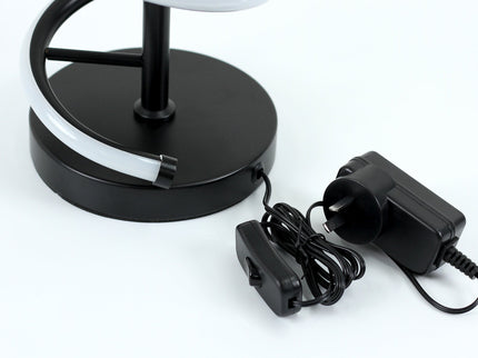 Cirrhi LED Table Lamp Chrome Black Modern Spiral Design.