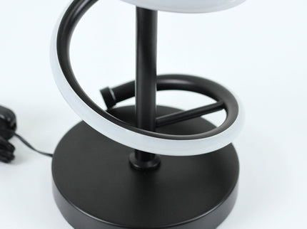 Cirrhi LED Table Lamp Chrome Black Modern Spiral Design.
