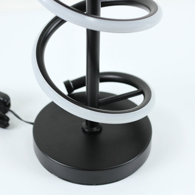 Cirrhi LED Table Lamp Chrome Black Modern Spiral Design.