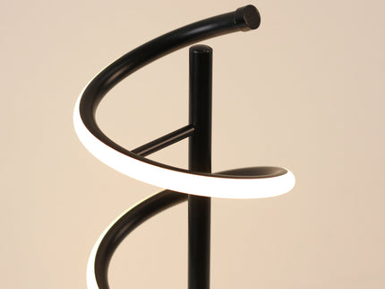 Cirrhi LED Table Lamp Chrome Black Modern Spiral Design.