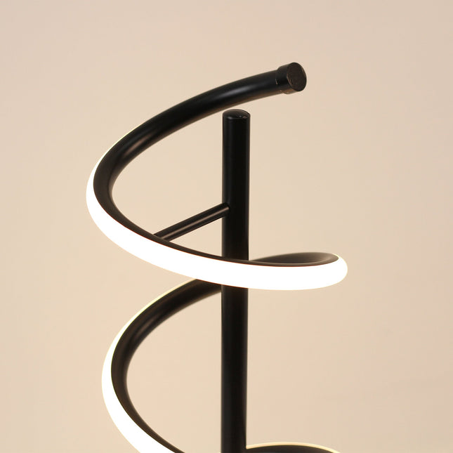 Cirrhi LED Table Lamp Chrome Black Modern Spiral Design.