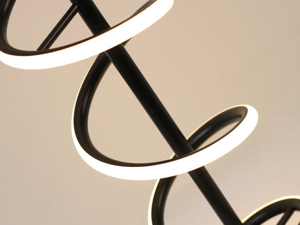 Cirrhi LED Table Lamp Chrome Black Modern Spiral Design.