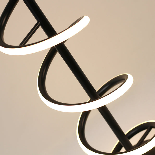 Cirrhi LED Table Lamp Chrome Black Modern Spiral Design.