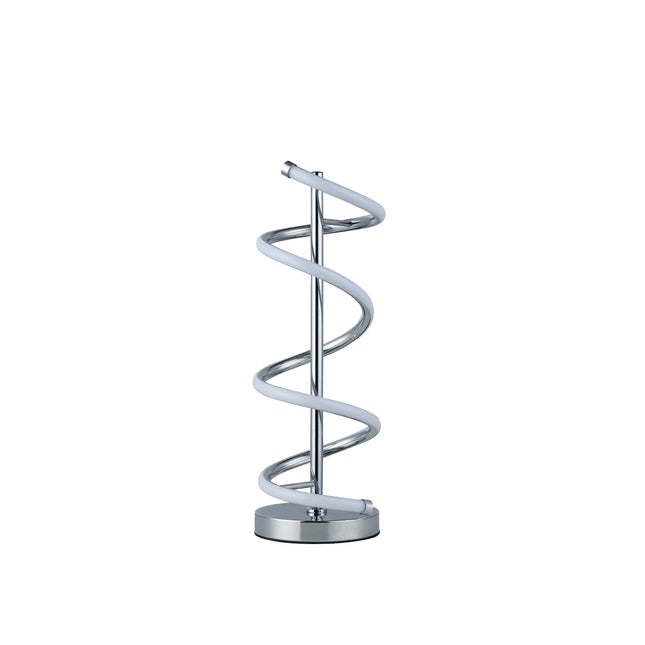 Cirrhi LED Table Lamp Chrome Black Modern Spiral Design.