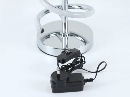 Cirrhi LED Table Lamp Chrome Black Modern Spiral Design.