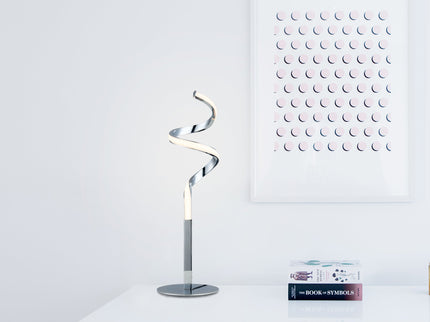 Chipper LED Table Lamp Black Chrome Modern Stylish Light.