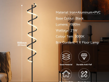 Cirrhi LED Floor Lamp Chrome Black Modern Indoor Lighting.