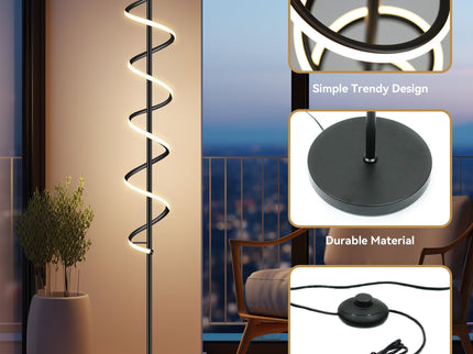 Cirrhi LED Floor Lamp Chrome Black Modern Indoor Lighting.
