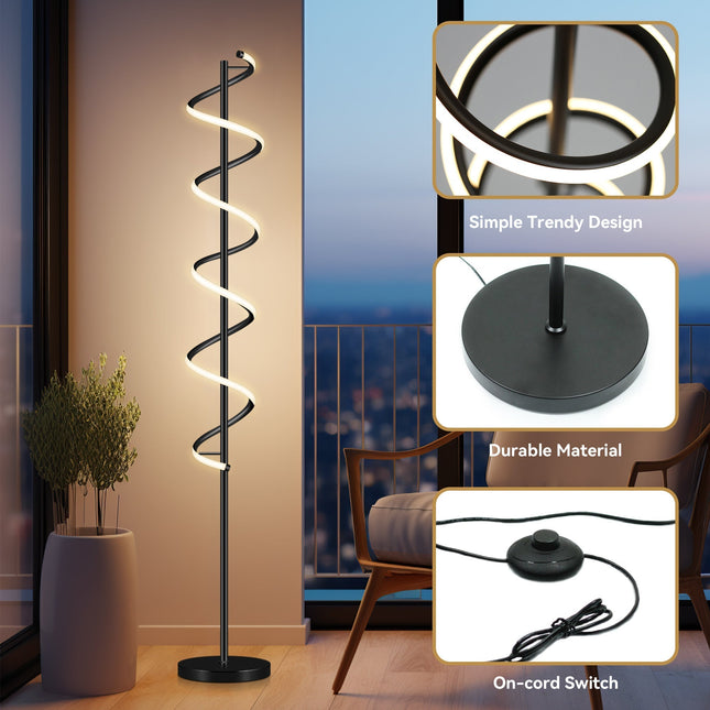 Cirrhi LED Floor Lamp Chrome Black Modern Indoor Lighting.