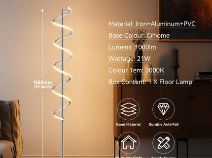 Cirrhi LED Floor Lamp Chrome Black Modern Indoor Lighting.