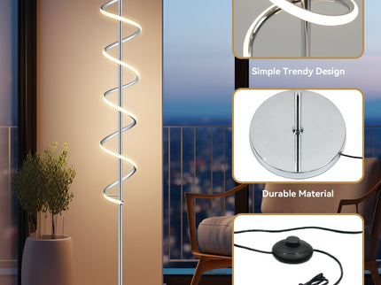 Cirrhi LED Floor Lamp Chrome Black Modern Indoor Lighting.