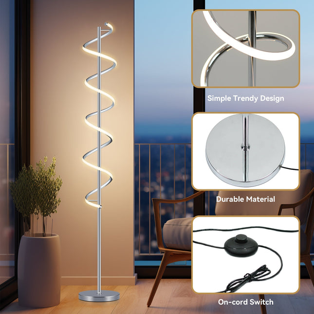 Cirrhi LED Floor Lamp Chrome Black Modern Indoor Lighting.