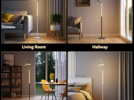 Chipper LED Floor Lamp Black Chrome Modern Stylish Lighting