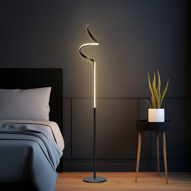 Chipper LED Floor Lamp Black Chrome Modern Stylish Lighting.