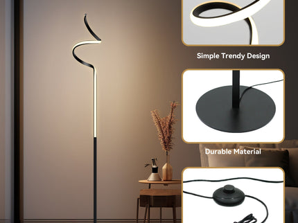 Chipper LED Floor Lamp Black Chrome Modern Stylish Lighting.