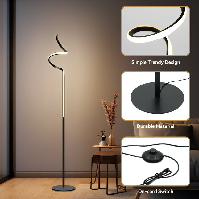 Chipper LED Floor Lamp Black Chrome Modern Stylish Lighting.