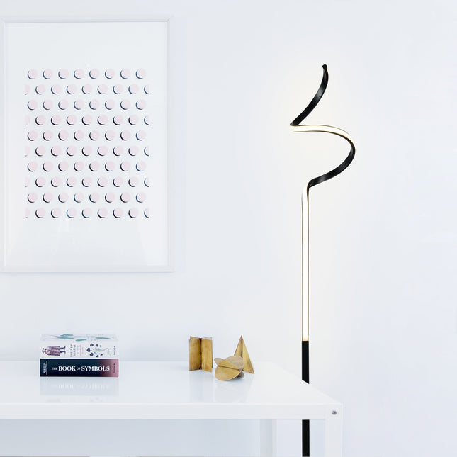 Chipper LED Floor Lamp Black Chrome Modern Stylish Lighting.