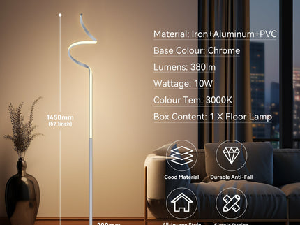 Chipper LED Floor Lamp Black Chrome Modern Stylish Lighting