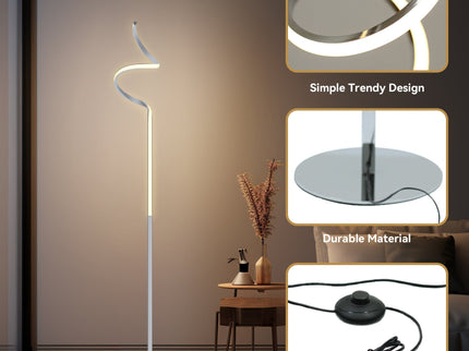 Chipper LED Floor Lamp Black Chrome Modern Stylish Lighting.