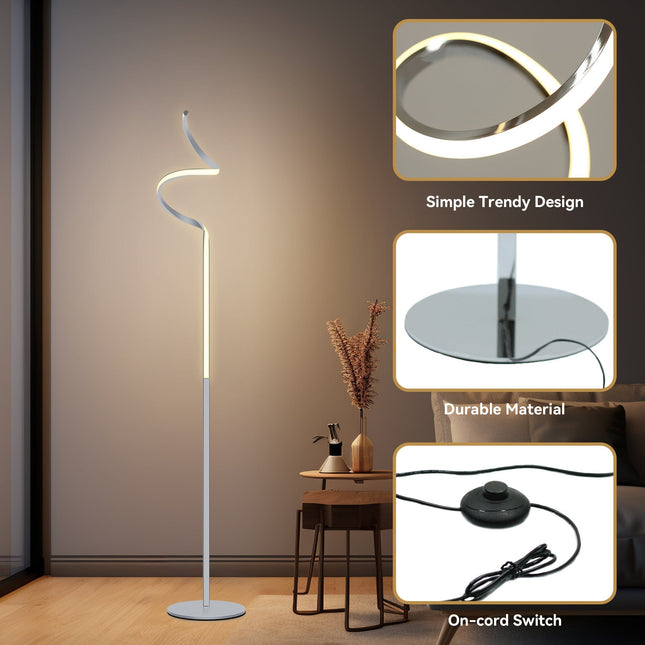 Chipper LED Floor Lamp Black Chrome Modern Stylish Lighting.