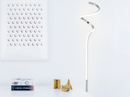 Chipper LED Floor Lamp Black Chrome Modern Stylish Lighting.