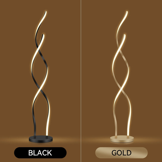 Acropora LED Floor Lamp Gold Black Modern Swirl Design for Living Room.